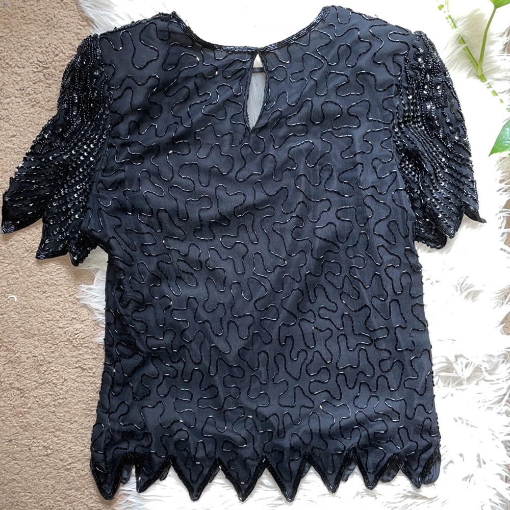 Denise Elle | Vintage 80’s L silk bead and sequin top - Picture 8 of 10